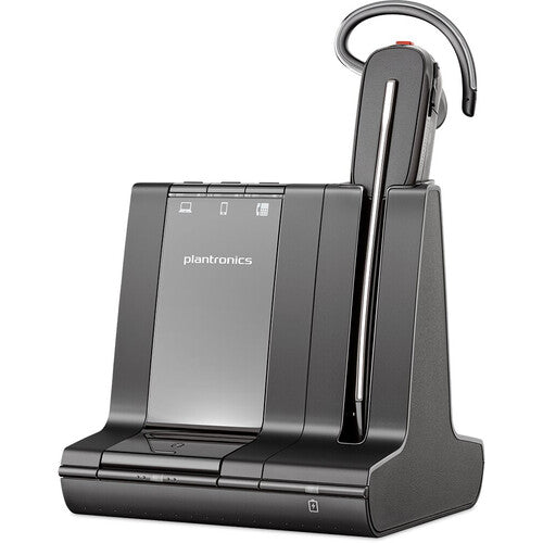 Plantronics Poly - Savi 8240 Office-Wireless DECT Single In-Ear(Mono) Headset-Convertible (3 wearing styles)-Noise Cancelling Mic-Connects to Deskphone/ PC Mac-Works with Teams (Certified), Zoom & more