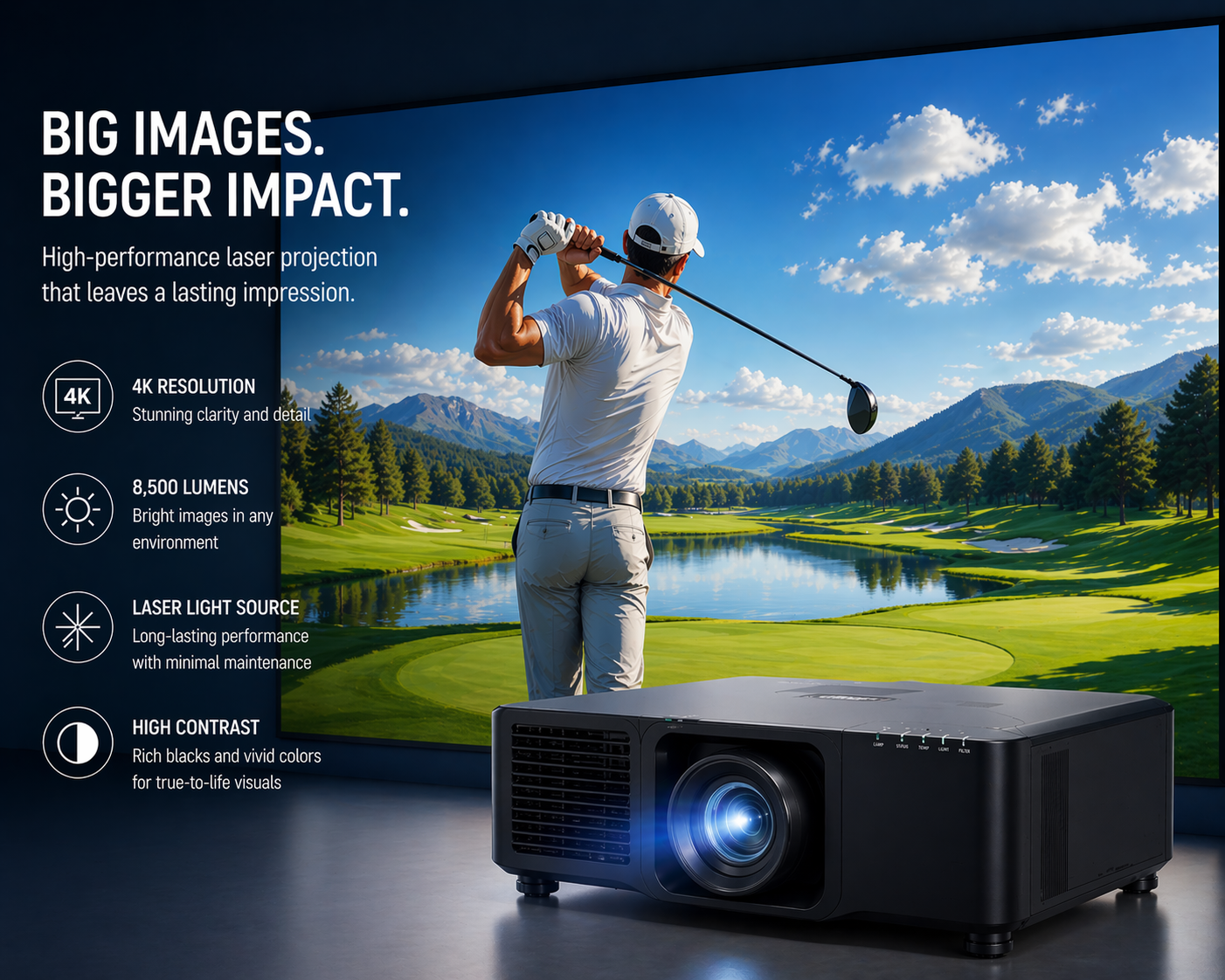 Epson EB-PU1008B 8500lm Laser Projector | WUXGA 4K Enhancement | Black Body