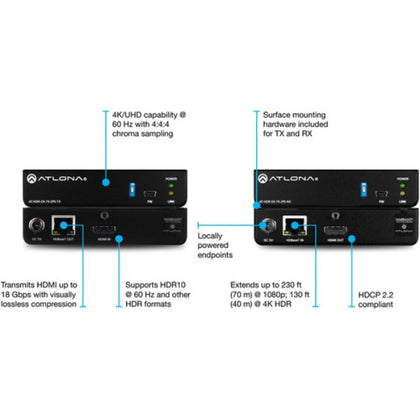 ATLONA AT-HDR-EX-70-2PS HDMI HDBaseT Transmitter & Receiver Kit