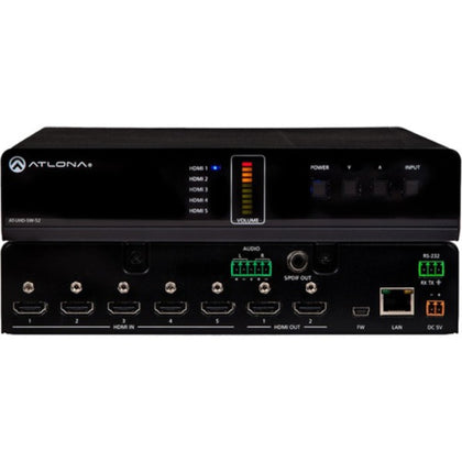 ATLONA AT-UHD-SW-52 5-Input HDMI Switcher with Mirrored HDMI Outputs