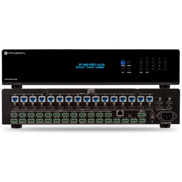 ATLONA AT-UHD-PRO3-1616M Dual-Distance 16x16 HDMI to HDBaseT Matrix Switcher with PoE