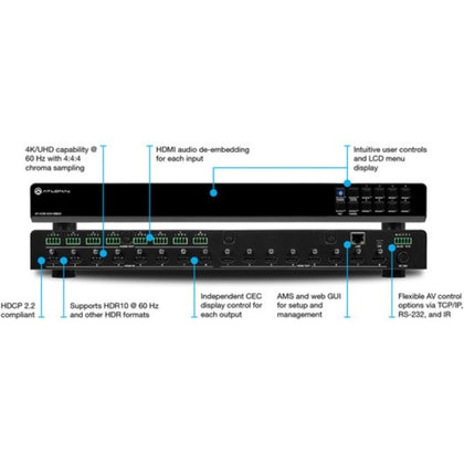 ATLONA AT-HDR-H2H-88MA 4K HDR 8x8 HDMI Matrix Switcher