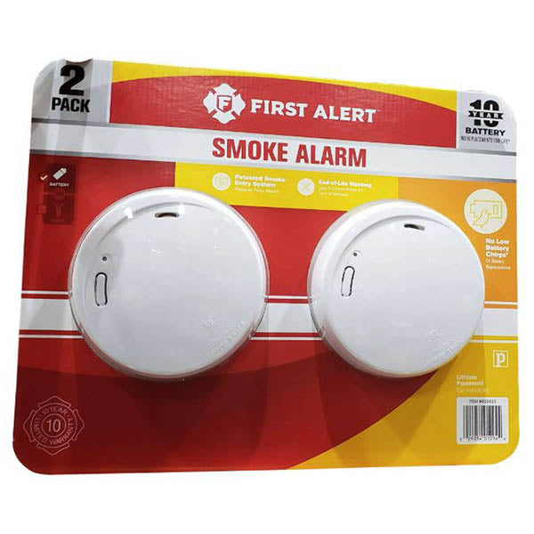 First Alert 10 Year Photoelectric Smoke Alarm 2 Pack