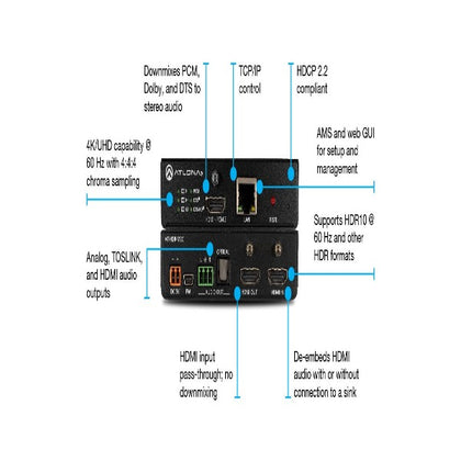 ATLONA AT-HDR-M2C 4K HDR Multi-Channel Digital to Two-Channel Audio Converter